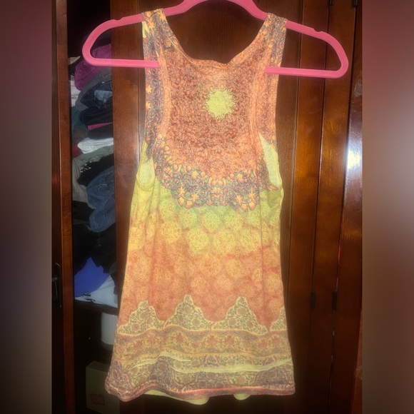 Orange/Yellow Indian Pattern Small Stretchy Racerback Tank - Picture 2 of 12